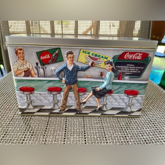 Vintage 1997 Coca-Cola Soda Fountain Tin Box | Embossed Collectible | Near Mint - Picture 4 of 8